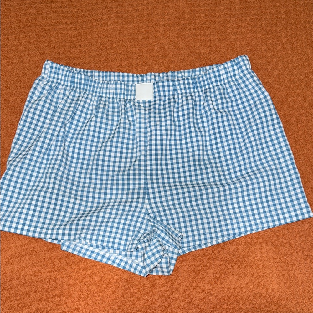 SHEIN Blue Checkered High Waist Shorts